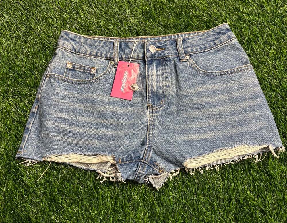 Edikted Denim Shorts Size S Blue Distressed Raw Hem